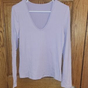 SHEIN Purple Fitted Blouse V-Neck